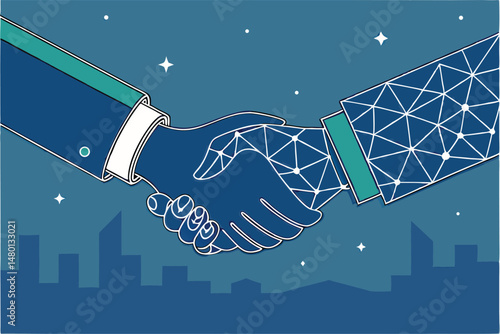 Futuristic Business Partnership Between Human and AI