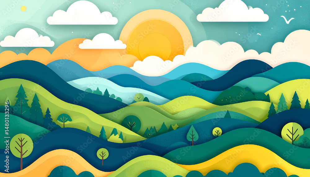 Fototapeta premium landscape with mountains and blue sky