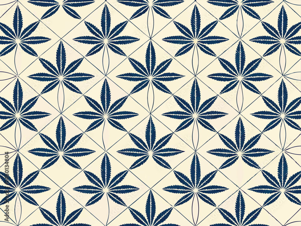 Fototapeta premium Asanoha Hemp Leaf Pattern – Seamless Japanese Vector Design