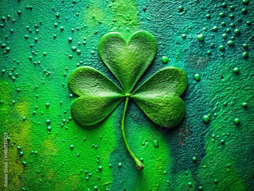 Minimalist Vibrant Spray Paint Texture with Shamrock Accents - Abstract Art Background