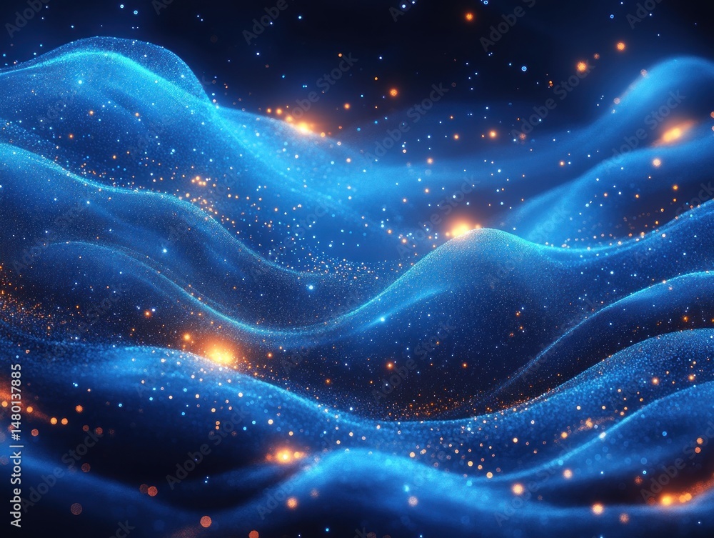 Fototapeta premium Abstract digital waves of glowing particles