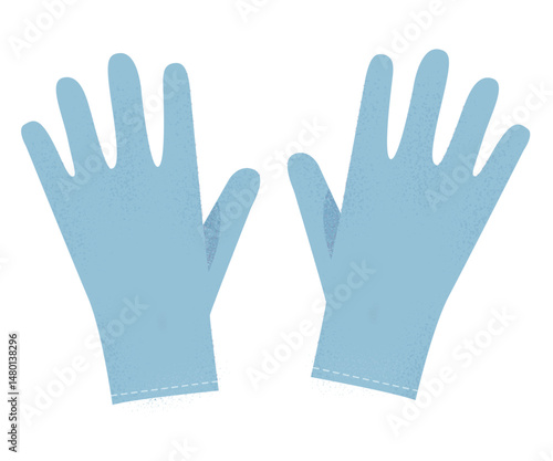 Vector illustration of blue protective latex gloves on a white background. Ideal for medical, hygiene, safety, or healthcare-related designs and educational materials.