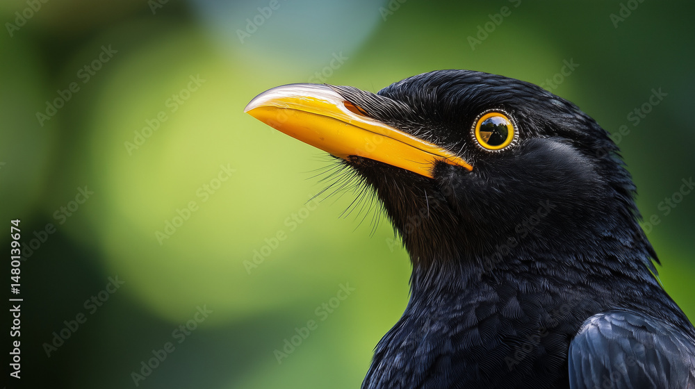 Fototapeta premium A stunning close-up of a black bird