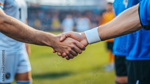 Soccer players handshake agreement before game sportsmanship and fair play football match respect competition