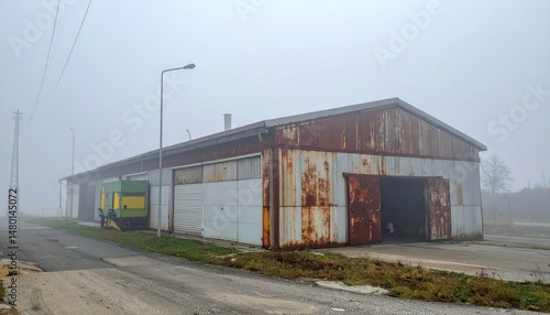 Wallpaper Mural Abandoned Industrial Warehouse Surrounded by Fog in Urban Environment Torontodigital.ca