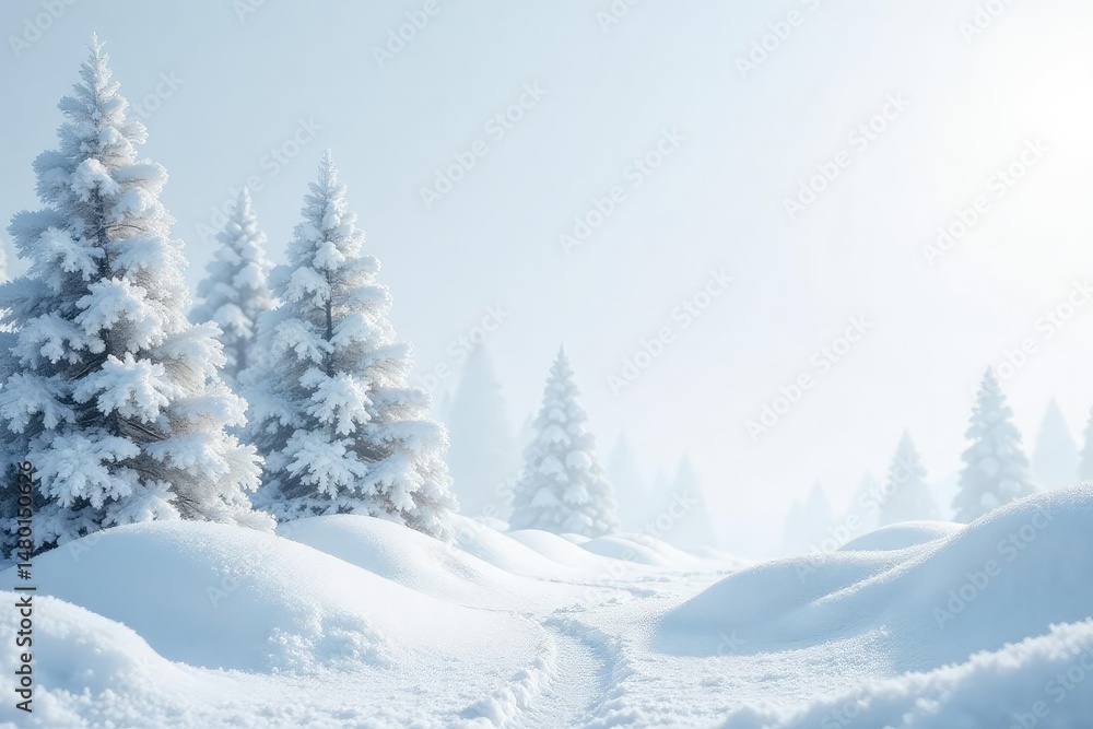 Naklejka premium Icy, minimalist winter scene Pure white background with cold, frosted elements , blizzard, winter texture, clean