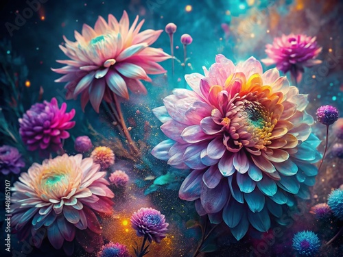 Pastel Cyberpunk Floral Abstract: Low Light Spray Paint Art