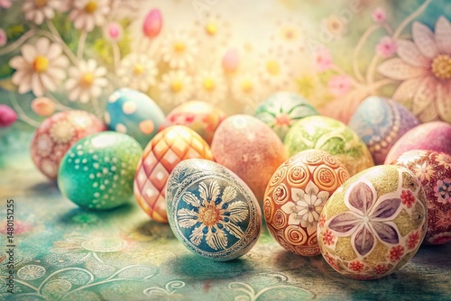 Pastel Easter Collage Art: Abstract Pattern with High Depth of Field
