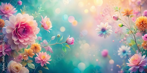 Pastel Floral Background, Hand-Painted Spring Flowers, Soft Color Palette, Social Media Post,  Bohemian Design