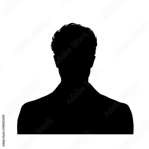 man face silhouette – front view, vector illustration