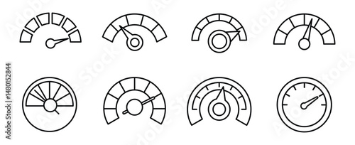 Line art icons of various gauges