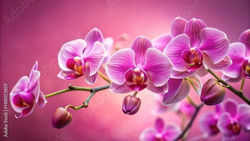 Pink Orchids Top View: Elegant Floral Background with Copy Space for Product Display