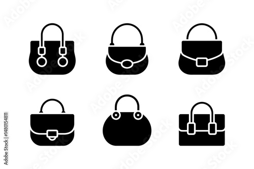 Collection of stylish women handbags vector icons