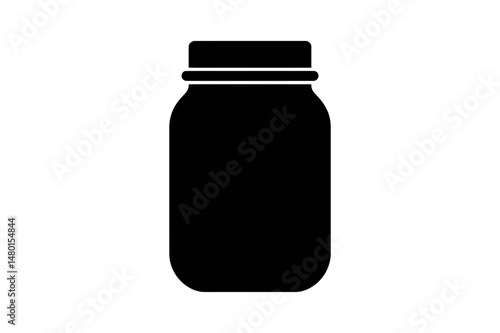 Black silhouette of a mason jar with screw top