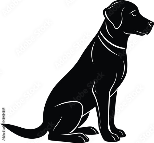 Black labrador retriever vector silhouette animal illustration