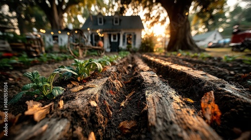 Wallpaper Mural Cultivated garden and dwelling in warm sunlight Torontodigital.ca