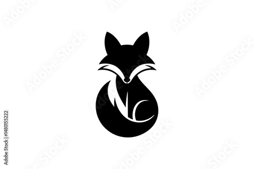 Wallpaper Mural Fox logo design black and white minimal animal art Torontodigital.ca