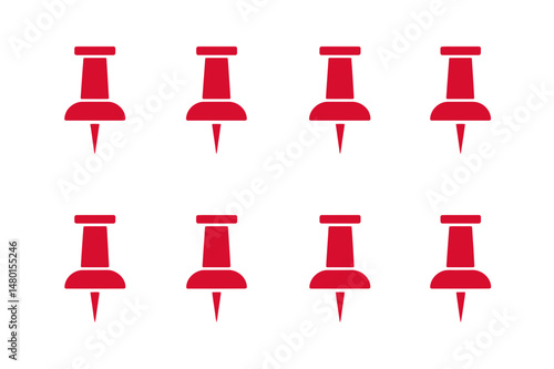 Red push pins bulletin board office supply vector