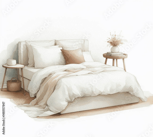 Watercolor Drift bed dressed isolated watercolor vector illustration svg