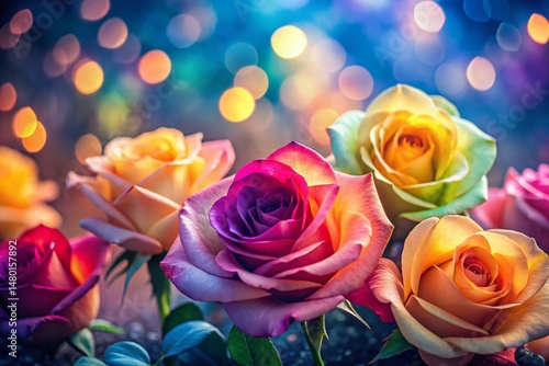 Romantic Colorful Roses Background, Vibrant Floral Wallpaper, Love, Passion, Flowers