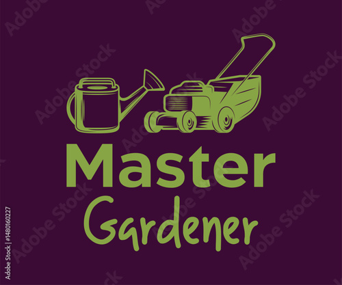 Master gardener, High quality gardening T shirt graphic with hand drawn plants and a humorous slogan, great for print on demand and garden merchandise
