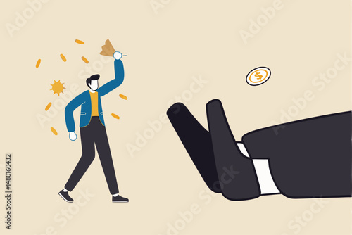Big business winning, SME, Small and medium-sized enterprises beating giant opponent, surprise win in battle concept, confident businessman raising victory arm after defeat fallen giant opponent.