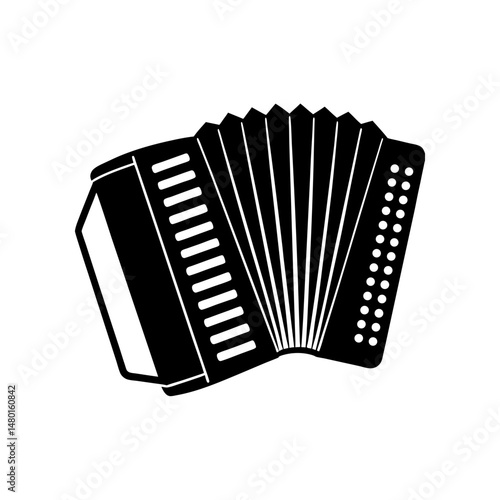 button accordion with straps on white background   