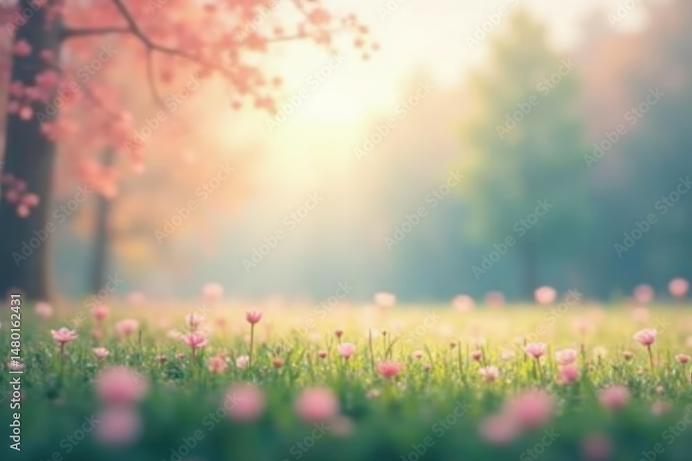 Fototapeta premium Abstract blurred nature scene, calming pastel hues, art, mood