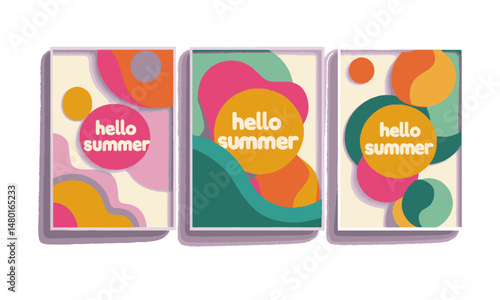  Modern abstract vector posters themed around summer style, easily scalable and editable.