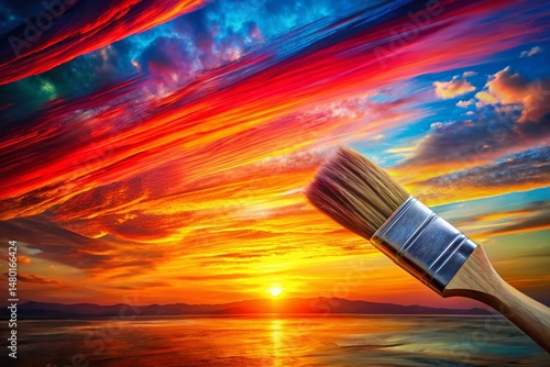 Silhouette of Paintbrush Strokes: Vibrant Color Splash Social Media Post