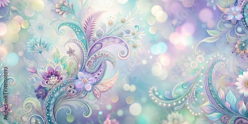Soft Pastel Floral Paisley Design Backdrop - Elegant Spring Background
