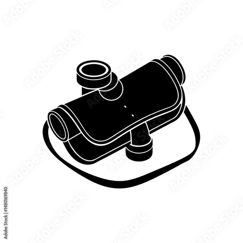 folding monocular with leather case on white 