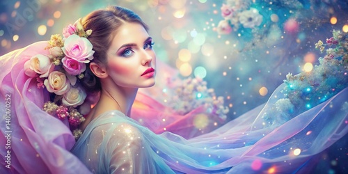 Sparkling Floral Texture Background: Fairy Dust & Flower Petals