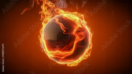 Burning ball vfx element for compositing with diaphanous screen background
