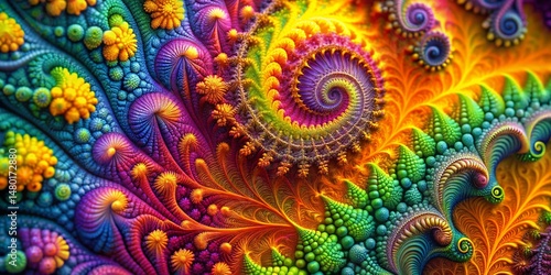 Stunning Fractal Art: Abstract Digital Painting, Chaos Theory, Geometric Design, Colorful Mandelbrot Set