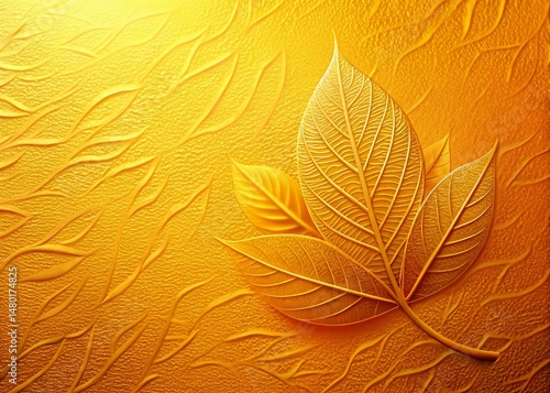 Summer Gradient Background with Subtle Leaf Pattern, High Depth of Field Stock Photo