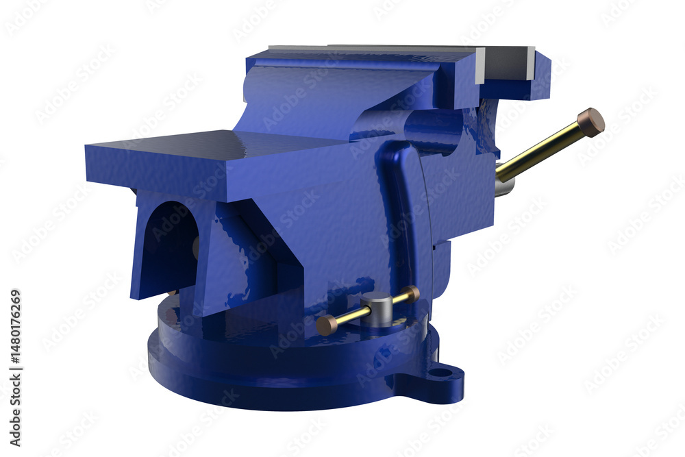 Naklejka premium open position Blue Light Duty Workbench Vise with Jaws, Integrated Anvil, MULTIPURPOSE PIPE BENCH VISE TABLE PINCERS, Workshop Clamp Tool for Material Fixing on a Workbench, for Clamping Shaping PNG