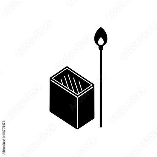 matchstick holder with striker on white background 