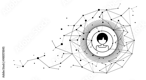 Connected dots user abstract quantum global data network background, wireframe and triangle polygonal for worldwide business and internet technology vector illustration concept, internet of things