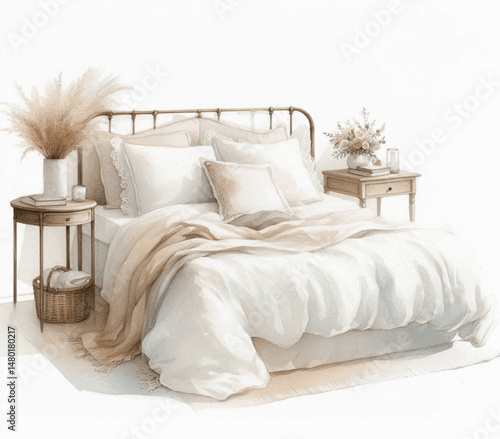 Drowsy Palette bed dressed isolated watercolor vector illustration svg