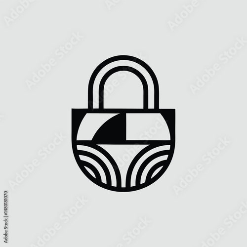 Abstract geometric lock symbol representing security and protection against unauthorized access