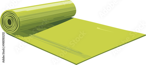 Rolled Yoga Mat Vector – Minimal Fitness and Wellness Equipment Illustration