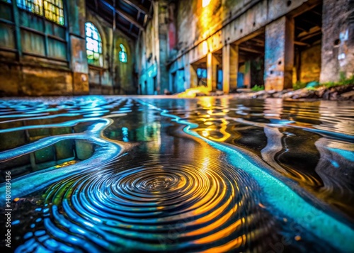 Urban Exploration: Abstract Water Ripple Texture on Abandoned Concrete Surface