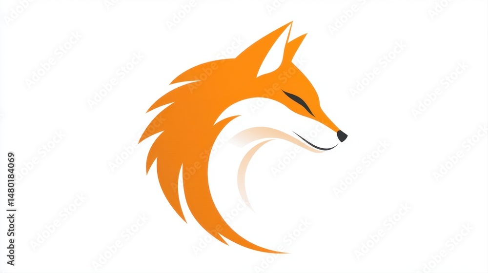Elegant and Modern Illustration of a Fox Head with Stylish Orange Fur and Expressions on a White Background Elegant and Modern Illustration of a Fox Head with Stylish Orange Fur and Expressions on a White Background