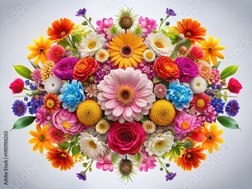 Vibrant Floral Panorama: Stunning Flower Pattern on Clean Background