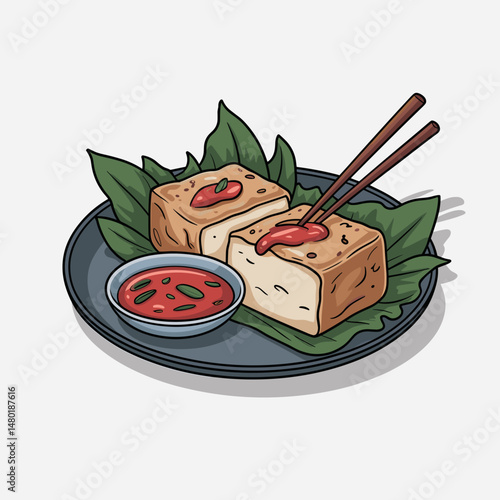 Spicy Stinky Tofu with Chili Sauce and Herbs
