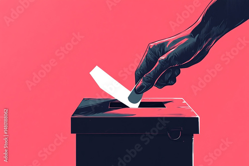 Hand placing a ballot into a box voting election politics choice