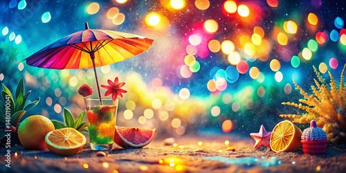 Vibrant Summer Bokeh: Mixed Media Abstract Art Design