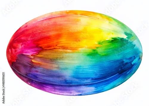 Vibrant Watercolor Oval Paint Strokes, High-Resolution Stock Photo