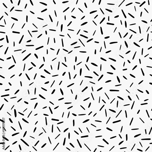 Memphis style background with small pen stripes. Retro black and white texture.